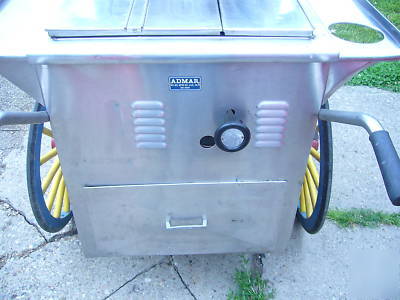 Vintage hot dog cart w/umbrella
