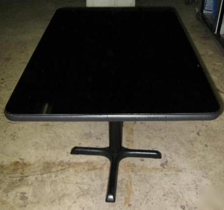 Black restaurant table w/tinted glass top 30