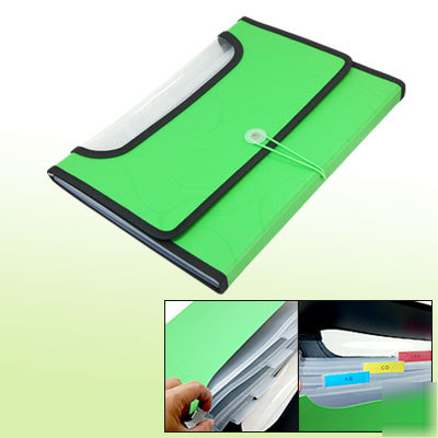 6 compartments green organizer holder for document