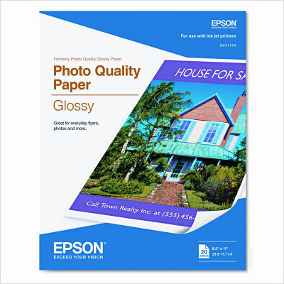 Glossy photo-quality paper, 8-1/2X11, 20 sheets/pack
