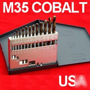 New 13 pc M35 solid cobalt drill bit set 135Â° tip usa