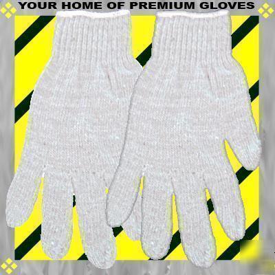 48 pr large standard white knit work chore glove cotton