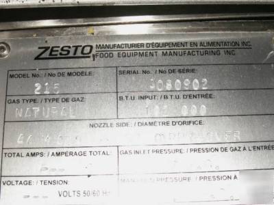 2008 zesto model 215 double stack pizza ovens