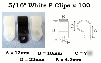 Cable 'p' clips white nylon 7.9MM (5/16