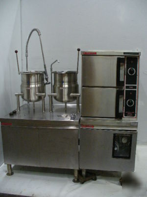 Used market forge gas steamer mdl 3500 & 2 6 gl kettles