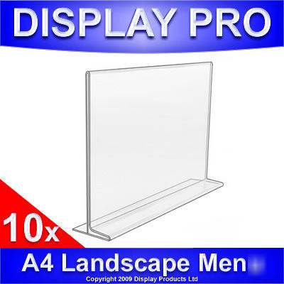 10 x A4 landscape menu acrylic picture display stands