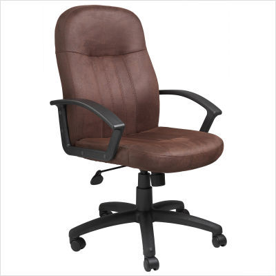 Brown bomber fabric office chair with lumbar support
