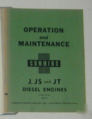 Cummins j js jt diesel engine operation manual guide