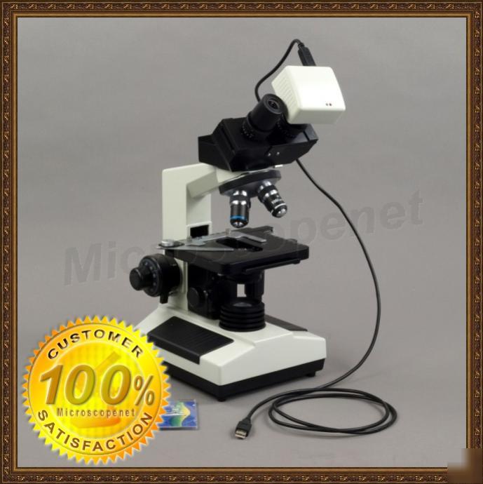 40X-1600X binocular compound microscope + 1.3MP camera