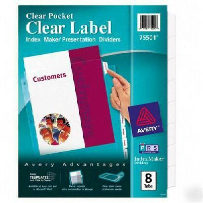 Avery 75501:index maker 8-tab clear pocket view divider