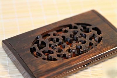 Beautiful *handmade* carved wood business card holder 