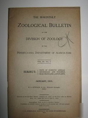 Zoological bulletin book pa agriculture zoology 1913