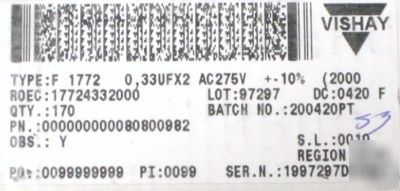 *box* vishay F1772-433-2000 suppression-safe capacitors