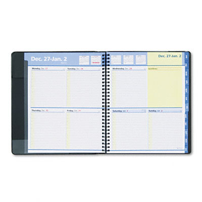 Quicknotes weekly/month appt book, padded vinyl, black