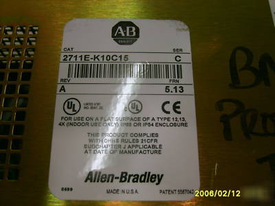 Allen bradley panelview 1000E 2711E-K10C15 