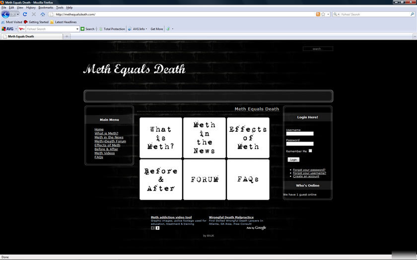 Methequalsdeath.com website & domain for sale com meth