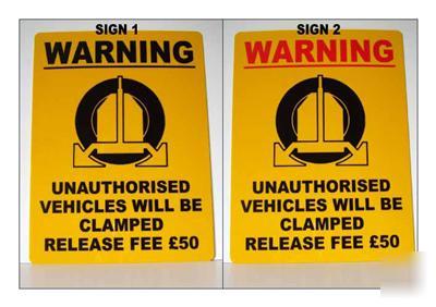 Wheel clamping sign / 60CM x 40CM / no parking security