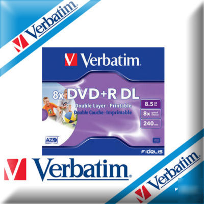 10 verbatim dvd+r dual layer wide printable discs 43665