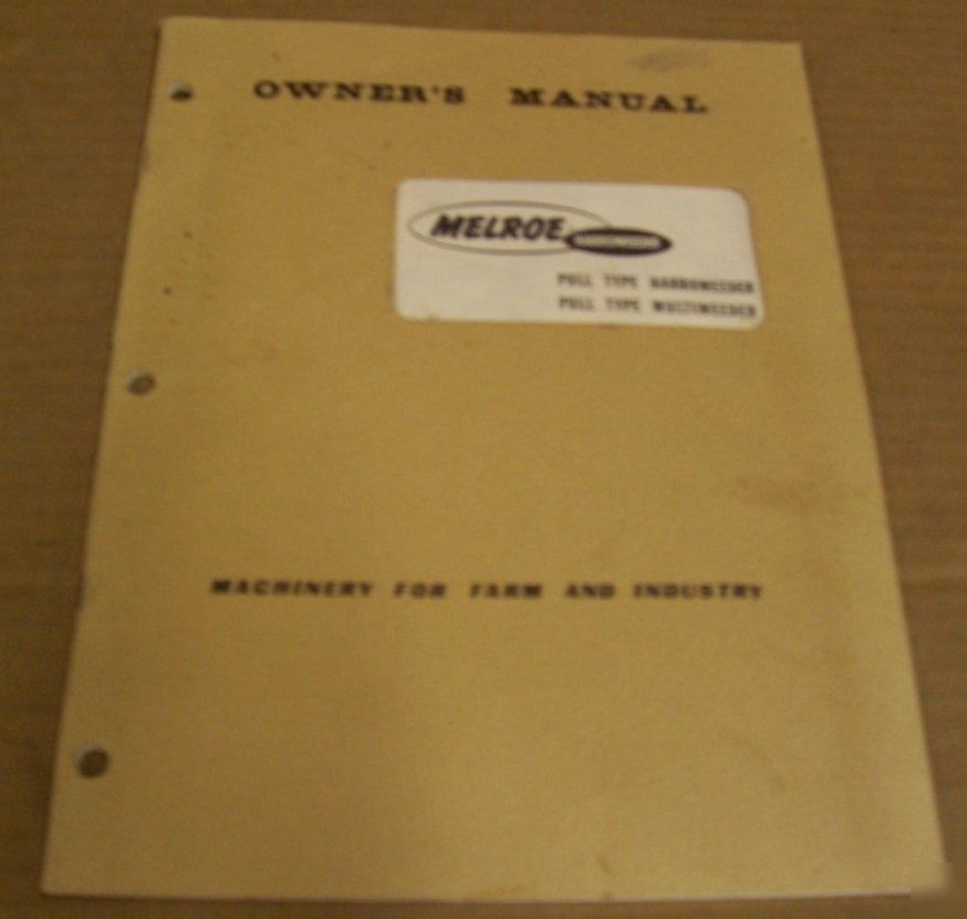 Melroe 1971 harroweeder & multiweeder owners manual