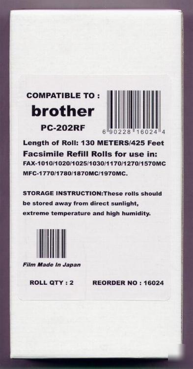 Two PC201 fax refills for brother fax 1170/1270/1270E