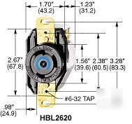 Hubbell HBL2620 (L6-30R) 30A 250V twist lock receptacle