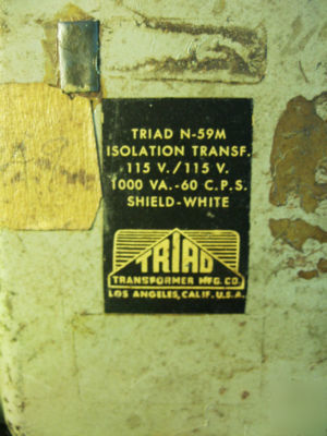Isolation transformer 1 kva triad n-59M