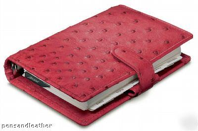 New filofax ostrich leather personal organizer red $700