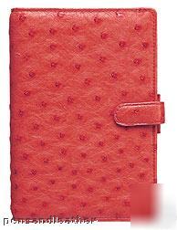 New filofax ostrich leather personal organizer red $700