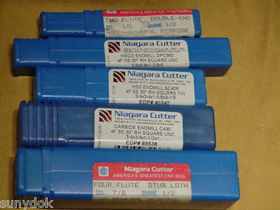 Lot of 5 niagara cutter endmill hss gp nos
