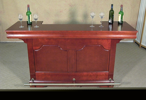6FT cherry liquor wine bar w/ dry sink & brass rail