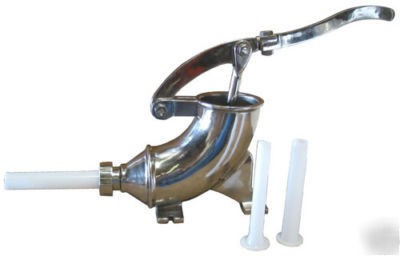 New stainless steel sausage stuffer w/3 stuffing tubes