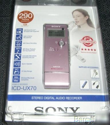 Nw sony icd-UX70 MP3 player digital voice recorder pink