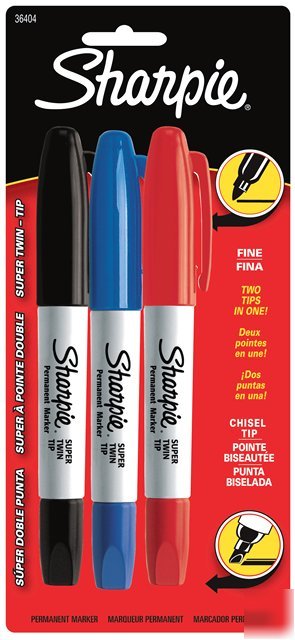Sharpie super twin tip permanent markers black blue red