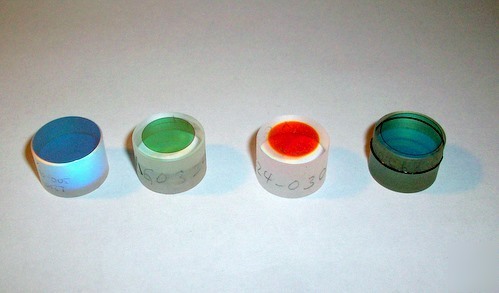 Lot of 4: tiny laser optic lens filters (15MM in dia) 