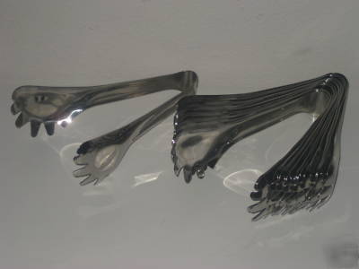 6 polished stainless steel multi-purpose serving tongs