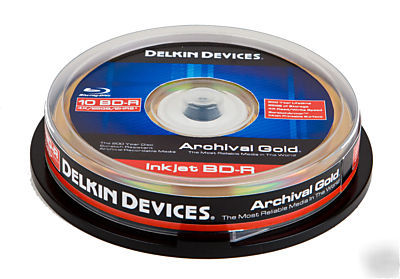 Delkin efilm archival gold blu-ray dvd-r 10 pack inkjet