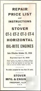 Stover ct-1, ct-2, ct,-3 ct-4, manual 1939 hit miss