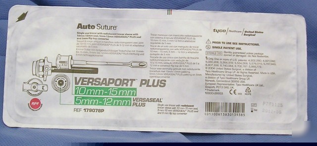 Tyco ussc versaport cannula versaseal, 179078P, 2012