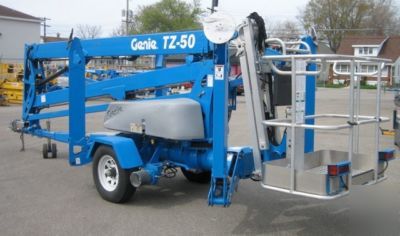 New 2007 genie tz-50/30 towable boom lift man , warranty