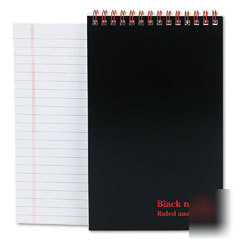 Headbound twinwire notebook, legal ruled, black, 5 x 8 