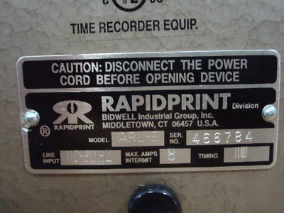 Rapidprint time/date punch clock, arl-e, digital clock