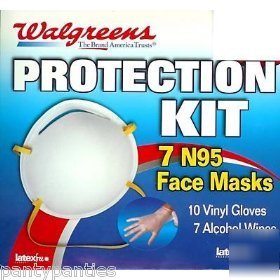 Walgreens protection kit - 7 face masks & vinyl gloves