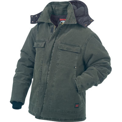 Tough duck washed polyfill parka w hood - small, moss