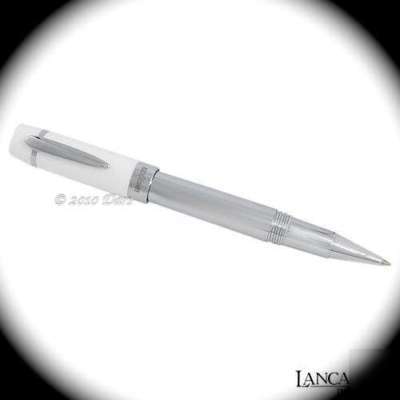 New lancaster italy silver/white ball point pen