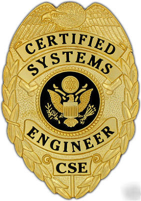 Certified systems engineer gold badge with badge holder