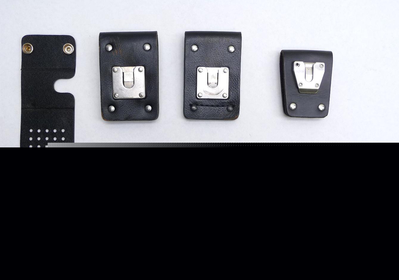 Lot 8 leather two-way radio swivel belt loop holster