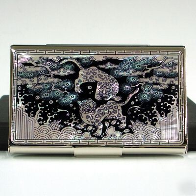 Mop leopard credit business engraved card case holder 