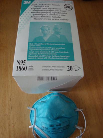 Box of 20 3M 1860 N95 respirator masks ships same day