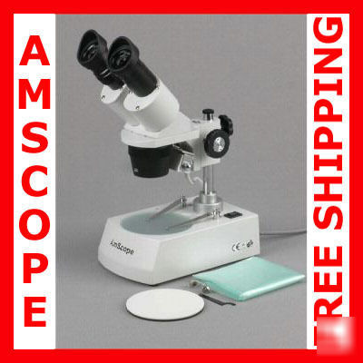 New binocular stereo microscope 20X-40X-80X dual lights