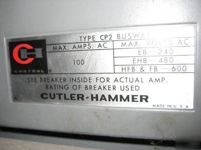 (9) 10' cutler hammer bus way, bar duct 100 amp breaker